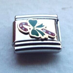 Enamel candy cane 9mm stainless steel italian charm bracelet link new